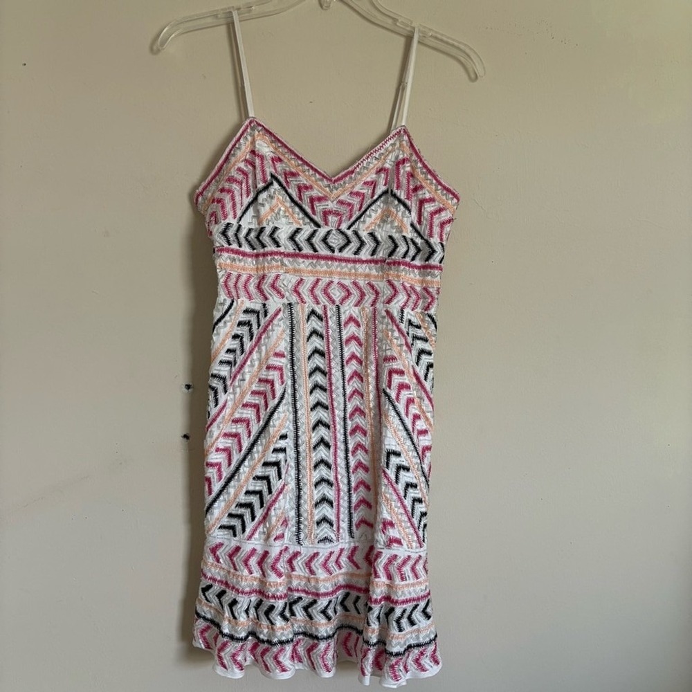 Parker Pink Silk Casey Beaded Zig Zag Chevron Mini Dress XS Anthropologie - Picture 5 of 15